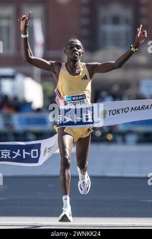 Tokyo, Japon. 3 mars 2024. Le kényan Benson Kipruto remporte la première place du marathon masculin lors du Tokyo Marathon 2024 à Tokyo le 3 mars 2024. (Crédit image : © POOL via ZUMA Press Wire) USAGE ÉDITORIAL SEULEMENT! Non destiné à UN USAGE commercial ! Banque D'Images