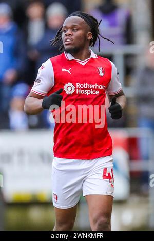 Rotherham, Royaume-Uni. 02 mars 2024. Le défenseur de Rotherham United Peter Kioso (40 ans) en action lors du match du Rotherham United FC v Sheffield mercredi FC Sky Bet EFL Championship au stade Aesseal New York, Rotherham, Angleterre, Royaume-Uni le 2 mars 2024 Credit : Every second Media/Alamy Live News Banque D'Images