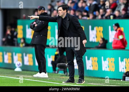 Andoni Iraola manager de Bournemouthpendant le match de premier League Burnley vs Bournemouth à Turf Moor, Burnley, Royaume-Uni, 3 mars 2024 (photo de Cody Froggatt/News images) Banque D'Images