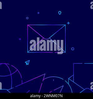 Enveloppe fermée, icône vectorielle de ligne de gradient de lettre non lue, illustration simple sur un fond bleu foncé, frontière inférieure liée à la logistique. Illustration de Vecteur
