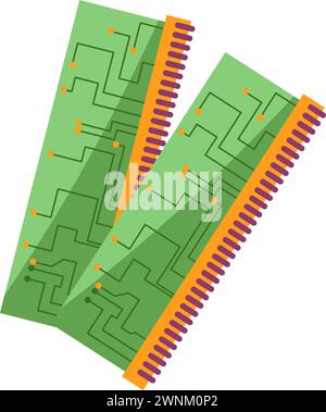 Puce flash RAM, carte de module de mémoire pour ordinateur Illustration de Vecteur