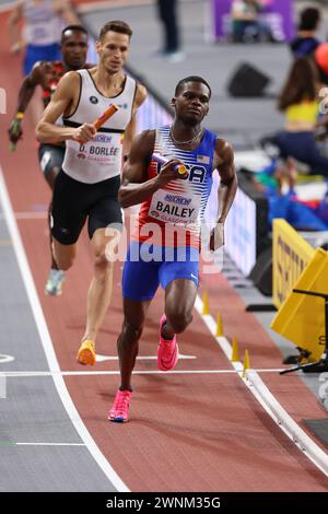 Glasgow le dimanche 3 mars 2024. Christopher Bailey (USA, relais 4x400 mètres) lors des Championnats du monde d'athlétisme 2024 à l'Emirates Arena de Glasgow le dimanche 3 mars 2024. (Photo : Pat Scaasi | mi News) Banque D'Images