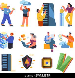 Sécurité, protection numérique et stockage des données Illustration de Vecteur