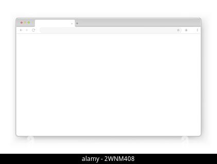Conception de fenêtre de navigateur Web sur un fond blanc. Cadre vectoriel d'un modèle de site Web avec une ombre. Illustration de Vecteur