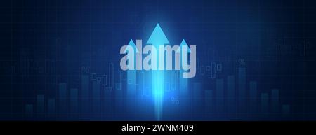 Croissance de l'entreprise, progrès dans le développement, statistiques des sociétés financières, résultats élevés. Graphique de croissance des investissements. Illustration de Vecteur