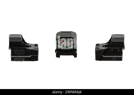 Collimateur optique moderne. Dispositif de visée pour la prise de vue sur de courtes distances. Isoler sur un fond blanc. Banque D'Images