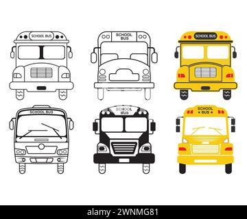 Vecteur de bus scolaire, retour à l'école, SVG scolaire, monogramme divisé de nom de bus scolaire, Clipart de bus scolaire Illustration de Vecteur