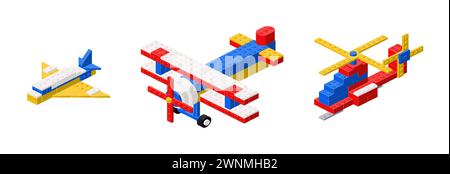 Ensemble d'Aviation en isométrie sur fond blanc. Vecteur Illustration de Vecteur