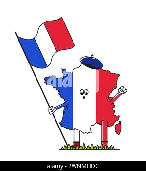 Symbole de la France avec un drapeau dans ses mains. Journée de la langue française. Illustration de Vecteur