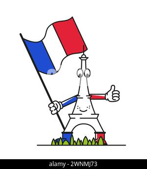 Symbole de la France avec un drapeau dans ses mains. Journée de la langue française. Illustration de Vecteur