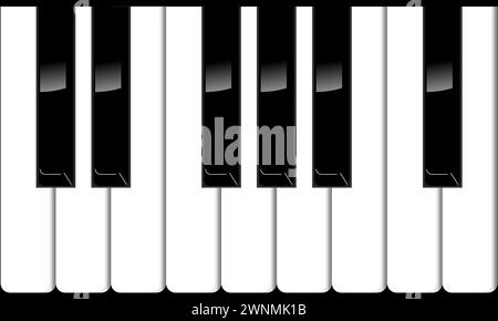 Fond des touches de piano, clavier instrument clavier, Notes de piano noir et blanc Illustration de Vecteur