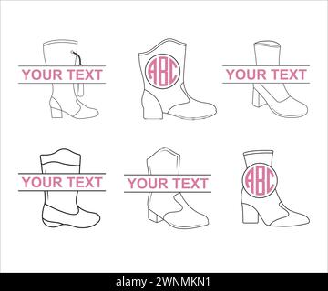 Drill Team Majorette Boots Outline, Majorette Boots, Drill Team Majorette Boots Split Monogram, Majorette Boots Outline, Drill Team Majorette Boots Illustration de Vecteur