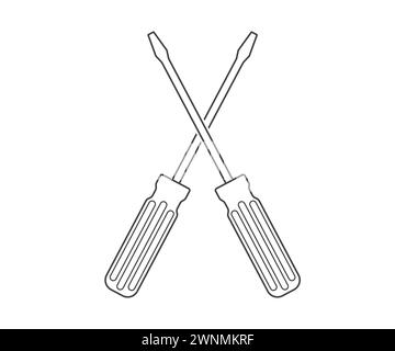 Tournevis croisés, tournevis , tournevis monogramme, outils mécaniques SVG, tournevis Illustration de Vecteur