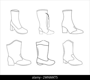 Drill Team Majorette Boots Outline, Majorette Boots, Drill Team Majorette Boots Split Monogram, Majorette Boots Outline, Drill Team Majorette Boots Illustration de Vecteur