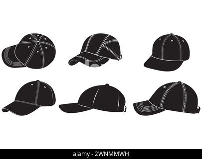 Vector casquette de baseball, Baseball Cap SVG Bundle, Baseball Cap Clipart, Snapback Hat, couper les fichiers pour Silhouette, Baseball Bundle Illustration de Vecteur