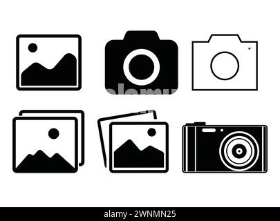 Pack SVG caméra, photographie, photos SVG, Clipart caméra, fichier de découpe caméra, silhouette de caméra, vecteur de caméra, vecteur de caméra, Cricut de caméra Illustration de Vecteur