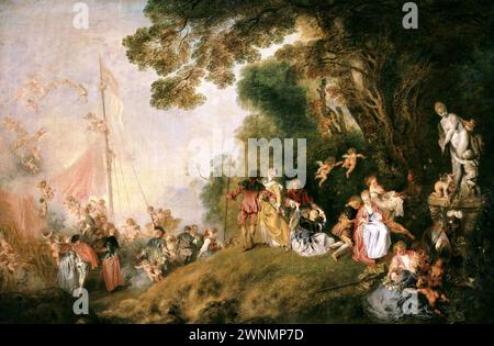 Antoine Watteau, GK I 1198 embarquement pèlerinage à l'île de Cythère. Banque D'Images