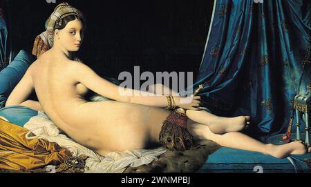 La Grande Odalisque, également connue sous le nom une Odalisque ou la Grande Odalisque, est une peinture à l'huile de 1814 de Jean-Auguste-Dominique Ingres représentant une odalisque, ou concubine. Banque D'Images