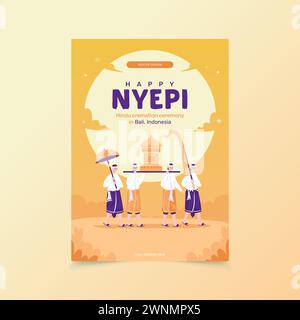 Balinais Nyepi Day sur la conception d'affiches Illustration de Vecteur