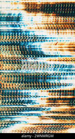 Distorsion de l'écran de texture glitch bruit bleu-orange Banque D'Images
