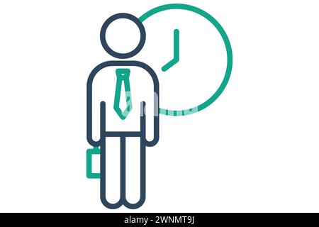 icône de travail flexible. les gens avec horloge. Idéal pour mettre en valeur des opportunités d'emploi flexibles et des environnements de travail modernes. style d'icône de ligne. élément i Illustration de Vecteur