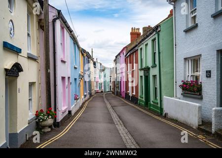 Rue colorée Irsha à Appledore, un village à l'embouchure de la rivière Torridge sur la côte nord du Devon, Angleterre, Royaume-Uni. Banque D'Images