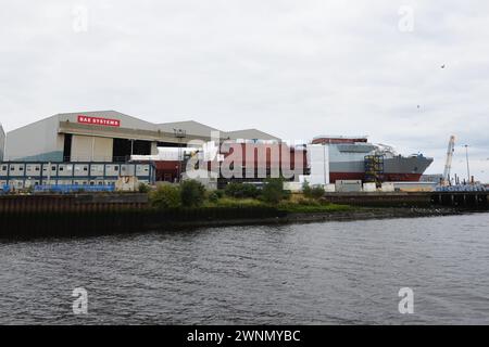 Le HMS Cardiff est la deuxième frégate type 26 du Batch 1 construite pour la Royal Navy britannique à Glasgow, en Écosse Banque D'Images