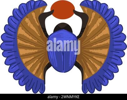 Égypte ancienne, scarabée avec symbole du soleil Illustration de Vecteur