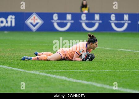 Florence, Italie. 03 mars 2024. Florence, Italie, 3 mars 2024 : le gardien de but Rachele Baldi (24 Fiorentina) lors du match de demi-finale de la Coppa Italia Women opposant Fiorentina Women et Juventus Women au Viola Park à Florence, Italie. (Sara Esposito/SPP) crédit : SPP Sport Press photo. /Alamy Live News Banque D'Images