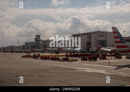 American Eagle Aircraft à l'aéroport international de Miami en Floride, États-Unis Banque D'Images