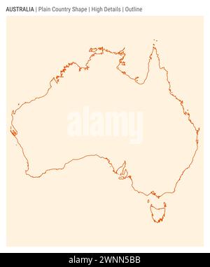 Carte de la plaine australienne. Détails élevés. Style de contour. Forme de l'Australie. Illustration vectorielle. Illustration de Vecteur