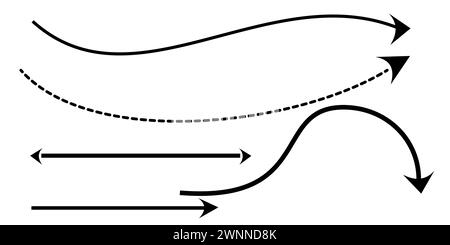 Ensemble de flèches droites et courbes longues Illustration de Vecteur