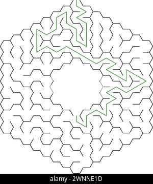 Labyrinthe de jeu de logique d'éducation pour les enfants. Trouvez le bon chemin. Ligne noire de labyrinthe carré simple isolé sur fond blanc. Avec la solution. Illustration vectorielle. Illustration de Vecteur