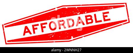 Grunge rouge abordable mot hexagone caoutchouc timbre de joint sur fond blanc Illustration de Vecteur