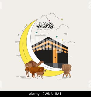 Minimal Eid Al Adha Moubarak Illustration de Vecteur