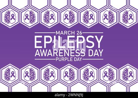 Epilepsy Awareness Day Purple Day fond d'écran avec typographie. Journée de sensibilisation à l'épilepsie Journée pourpre, contexte Illustration de Vecteur