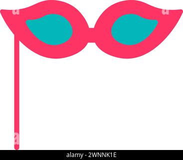 Party Carnival femmes masque chat look, symbole d'anniversaire. Masque de look festif de chat de style simple pour la conception du centre de divertissement pour enfants. Icône de contour de couleur Illustration de Vecteur