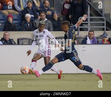 CHESTER, PA, États-Unis - 27 FÉVRIER 2024 - match de la Coupe des champions de la CONCACAF entre l'Union de Philadelphie et le Deportivo Saprissa au Subaru Park. Banque D'Images