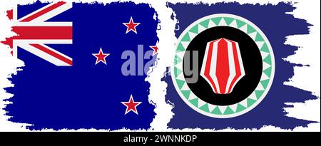 Connexion des drapeaux grunge de Bougainville et de Nouvelle-Zélande, vecteur Illustration de Vecteur