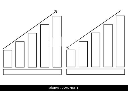 Augmenter ou diminuer le vecteur d'icône de ligne de graphique. Illustration de Vecteur