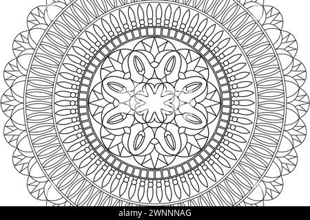 Mandala Coloriage page pour enfants et adultes page pour la relaxation et la méditation. Répétition circulaire. Ornement décoratif style oriental ethnique. coloriage de dessin au trait. Vecteur Illustration de Vecteur