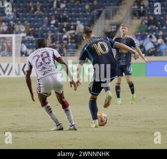 CHESTER, PA, États-Unis - 27 FÉVRIER 2024 - match de la Coupe des champions de la CONCACAF entre l'Union de Philadelphie et le Deportivo Saprissa au Subaru Park. Banque D'Images