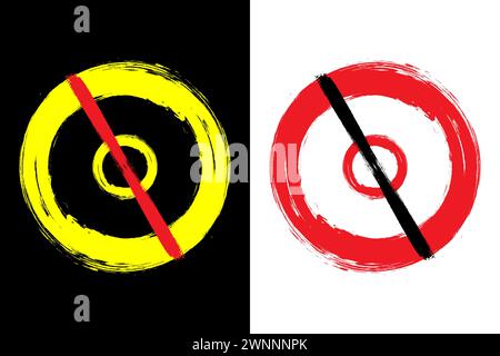 Enso zen coup rouge cercle rouge symbole de pinceau japonais illustration vectorielle. Illustration de Vecteur