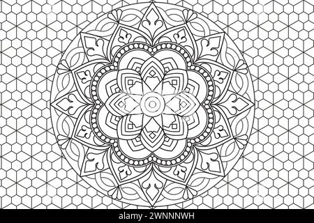 Mandala Coloriage page pour enfants et adultes page pour la relaxation et la méditation. Répétition circulaire. Ornement décoratif style oriental ethnique. coloriage de dessin au trait. Vecteur Illustration de Vecteur