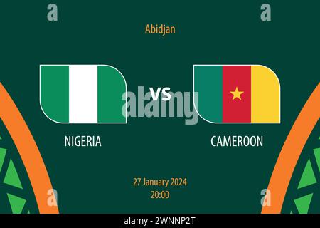 Modèle de diffusion du tableau de bord du football Nigeria vs Cameroun pour le tournoi soccer africa 2023 Illustration de Vecteur