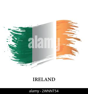 Drapeau grunge de l'Irlande, fond de vecteur de coup de pinceau Illustration de Vecteur