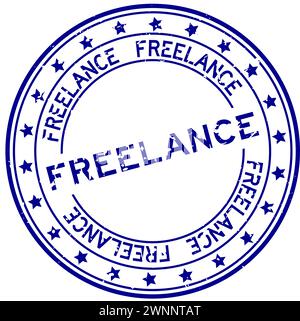 Grunge bleu freelance mot rond joint en caoutchouc timbre sur fond blanc Illustration de Vecteur