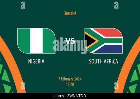 Modèle de diffusion du tableau de bord du football Nigeria vs Afrique du Sud pour le tournoi soccer africa 2023 Illustration de Vecteur