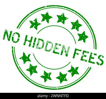 Grunge vert sans frais cachés mot avec l'icône étoile tampon de joint en caoutchouc rond sur fond blanc Illustration de Vecteur