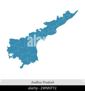 Carte de l'Andhra Pradesh est un état de l'Inde avec des districts frontaliers Illustration de Vecteur